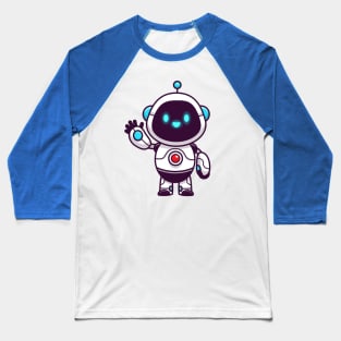 Cute Robot Waving Hand Cartoon (2) Baseball T-Shirt